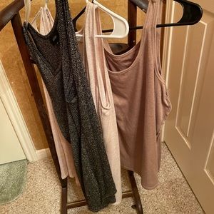 Bundle of three XL tank tops in neutral colors.